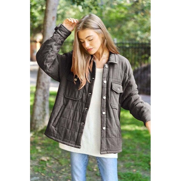 NFS Davi & Dani Mineral Wash Quilted Pockets Shacket - Picture 4 of 10